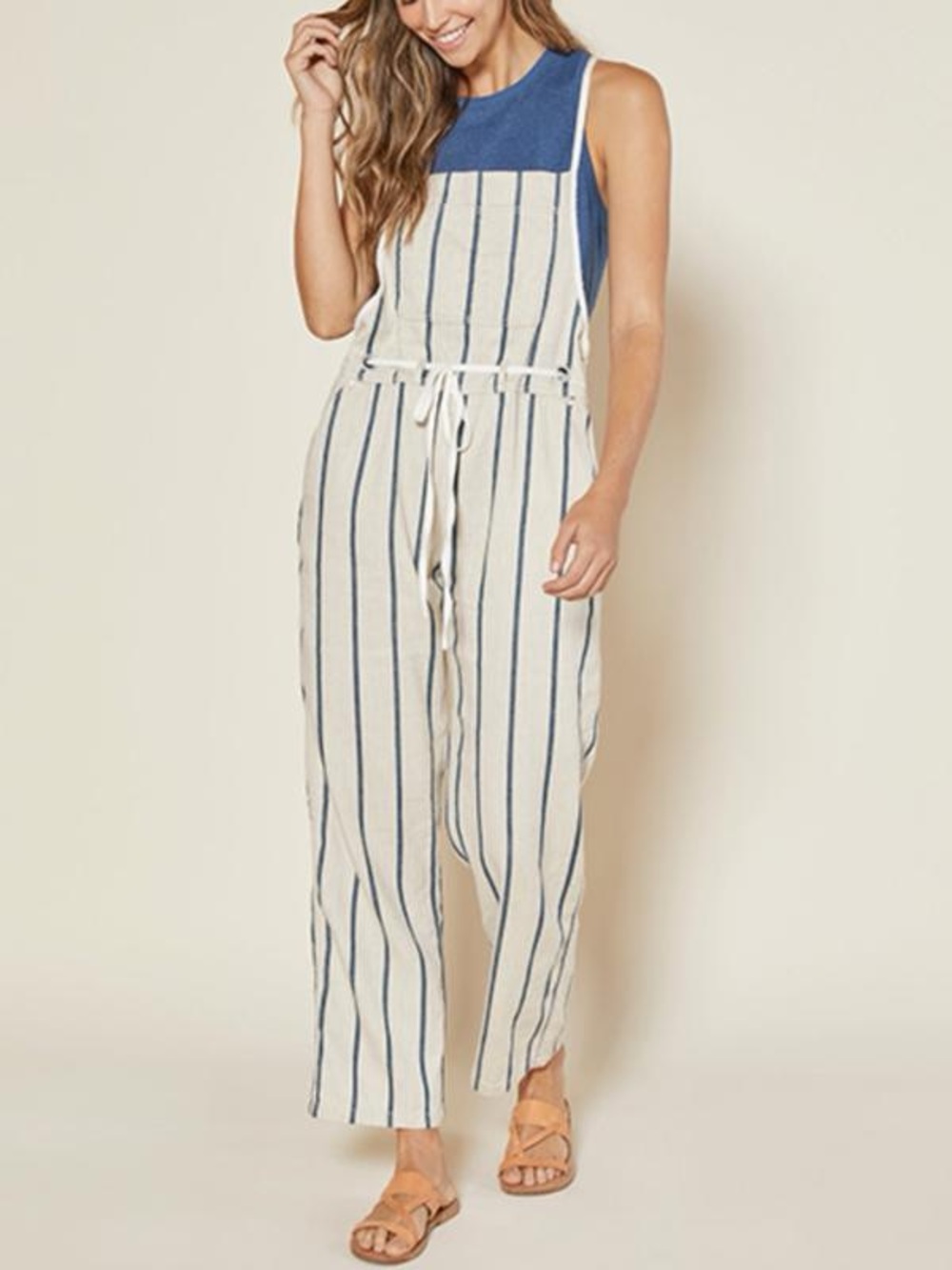 🌿💙 Organic Cotton Linen Overalls M Minimalist Coastal Neutral Summer Jumpsuit
